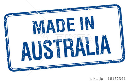 made in Australia blue square isolated stamp made in Australia blue square isolated stamp 16172341