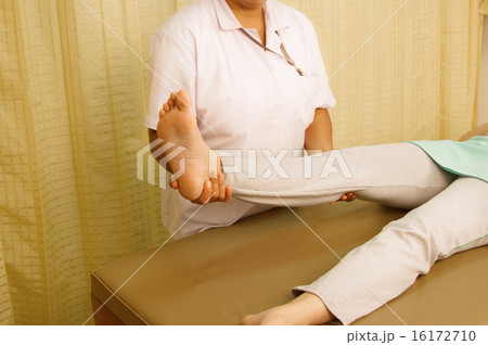 Physiotherapist treating quadriceps muscle 16172710