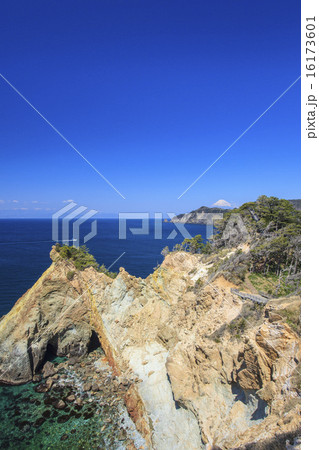 黄金崎からの駿河湾と富士山　静岡県西伊豆町 16173601