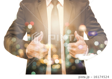 Double exposure of businessman with cityscape 16174524