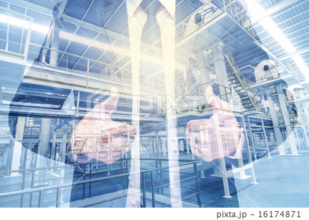Double exposure of businessman with Industrial equipment Factory Double exposure of businessman with Industrial equipment Factory 16174871