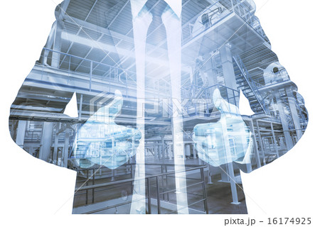 Double exposure of businessman with Industrial equipment Factory Double exposure of businessman with Industrial equipment Factory 16174925