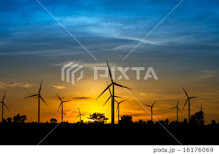 Wind turbine power generator with sunset 16176069