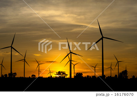 Wind turbine power generator with sunset 16176070