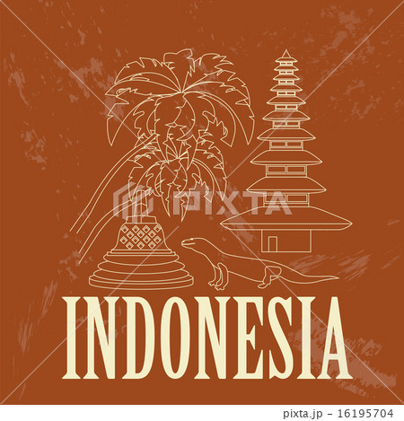 Indonesia landmarks. Retro styled image 16195704