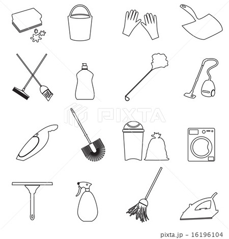 simple cleaning tools outline icons set eps10 simple cleaning tools outline icons set eps10 16196104