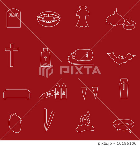 red and white outline vampire icons eps10 red and white outline vampire icons eps10 16196106