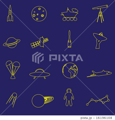 simple space yellow outline icons set eps10 simple space yellow outline icons set eps10 16196108