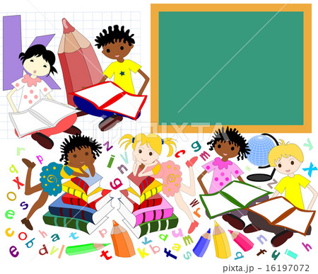 Children of different races in the books of board Children of different races in the books of board 16197072