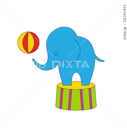 Dexterous Circus Cartoon Elephant on Podium Ball 16201941