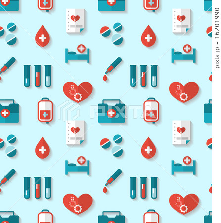 Seamless Pattern with Flat Medical Icons 16201990