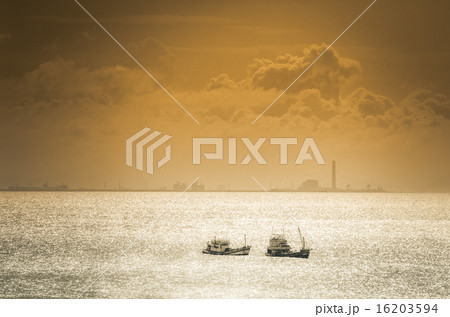 Boat on the blue sea nature in Thailand vintage 16203594