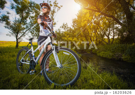 cute sportswoman on bicycle. Active Leisure cute sportswoman on bicycle. Active Leisure 16203626