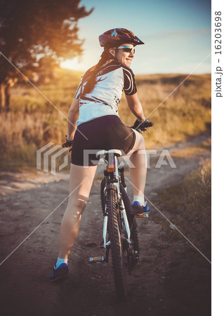 cute sportswoman on bicycle. Active Leisure 16203698