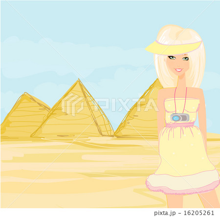 Happy tourist visits the Pyramids 16205261