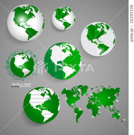 Modern globes and world map, vector illustration. Modern globes and world map, vector illustration. 16205336