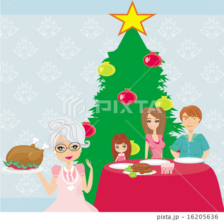 grandmother serving her family roast turkey grandmother serving her family roast turkey 16205636