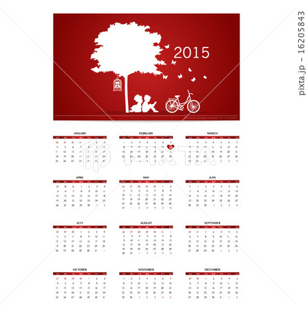 Valentines day. 2015 Calendar. Valentines day. 2015 Calendar. 16205843