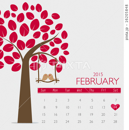 Valentines day. 2015 Calendar February. 16205848