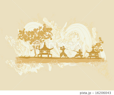 old paper with Samurai silhouette 16206043