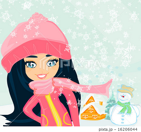 Little girl and snowman Little girl and snowman 16206044