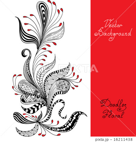 vector black, red and white floral pattern 16211438