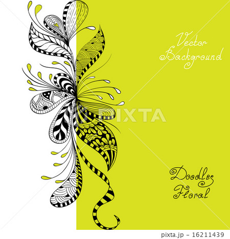 vector black, green and white floral pattern 16211439