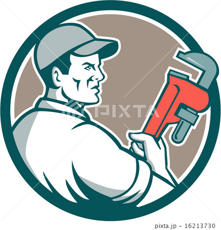 Plumber Monkey Wrench Side Circle Retro 16213730