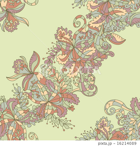 Abstract hand-drawn wave floral pattern Abstract hand-drawn wave floral pattern 16214089