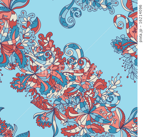 Abstract hand-drawn wave floral pattern Abstract hand-drawn wave floral pattern 16214096