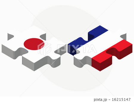 Japan and France Flags in puzzle 16215147