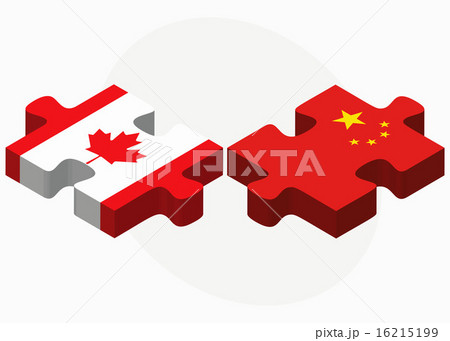 Canada and China Flags in puzzle Canada and China Flags in puzzle 16215199