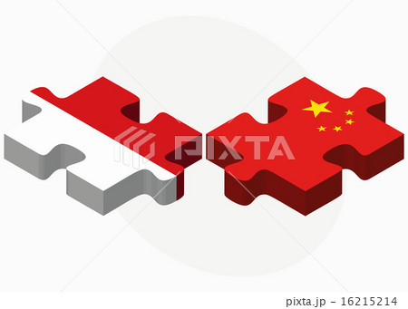 Indonesia and China Flags in puzzle 16215214