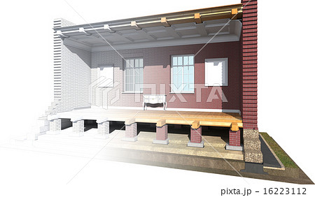 Cross section of brick house 16223112