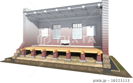 Cross section of brick house 16223113
