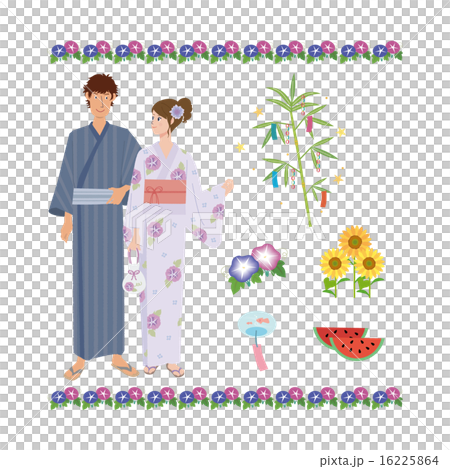 Summer Tanabata male and female illustration set 16225864