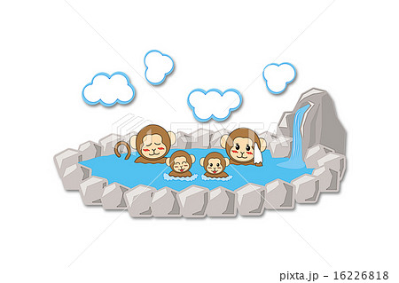 露天風呂_猿の4家族_影付き 16226818