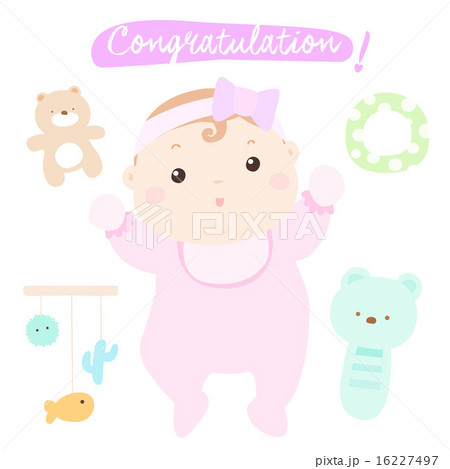 Congratulation New Adorable Baby Girl Vector のイラスト素材