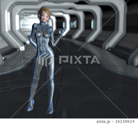 宇宙ステーションの中の女性クルー perming 3DCG 宇宙ステーションの中の女性クルー perming 3DCG 16230624