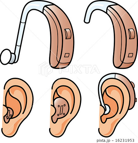 補聴器の種類のイラスト素材