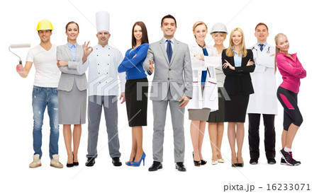 happy businessman over professional workers 16233071
