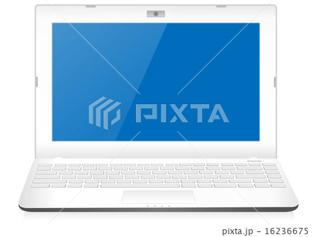 ノートパソコン（白）のイラスト素材 [16236675] - PIXTA