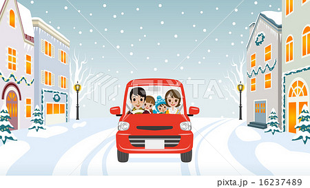 ドライブ 家族 冬の町 ドライブ 家族 冬の町 16237489