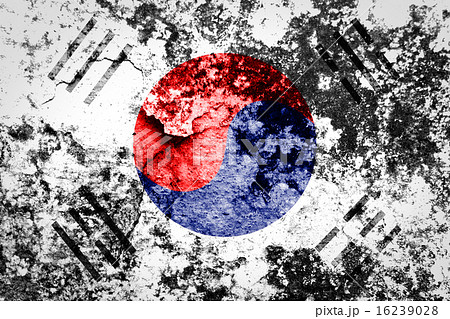 South Korea Flag on concrete wall South Korea Flag on concrete wall 16239028