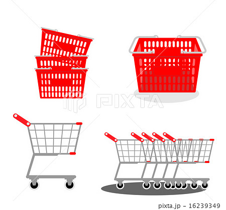 買い物かご ショッピングカート 買い物 スーパーマーケットのイラスト素材
