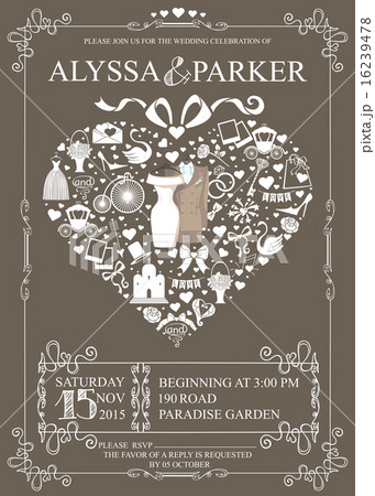 Wedding invitation with heart composition, clothes 16239478