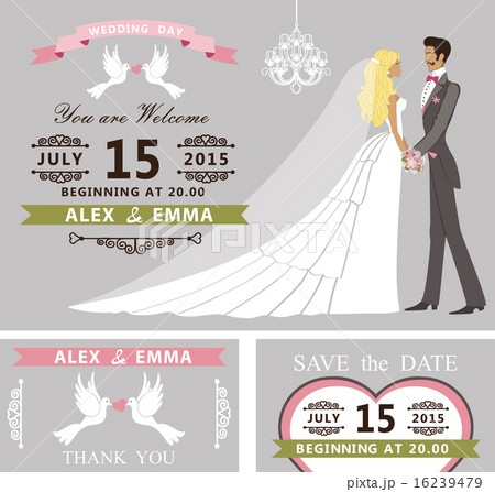 Wedding invitation set. Bride and groom,chandelier 16239479