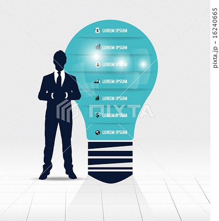 Businessman showing light bulb with Infographic design template. 16240665
