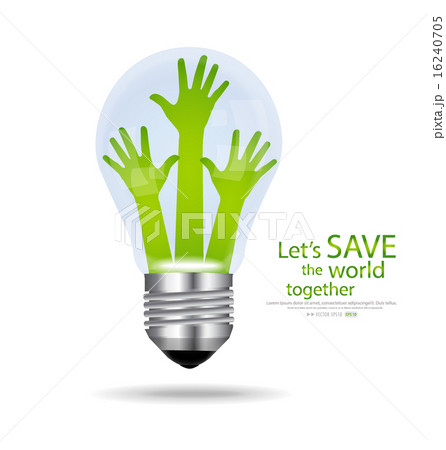 Save the world, Light bulb with hands inside. Vector illustratio Save the world, Light bulb with hands inside. Vector illustratio 16240705