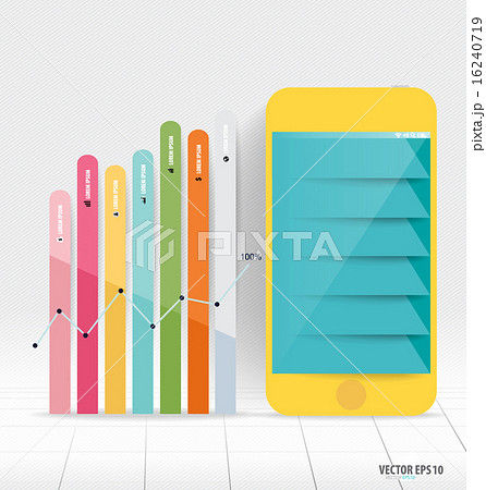 Infographic design template. Touchscreen device with colorful de 16240719
